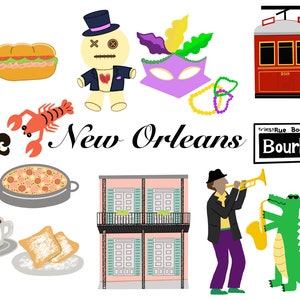 New Orleans Clip Art, NOLA Food Clipart, New Orleans PNG - Instant Download