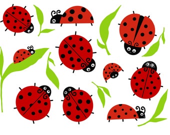 Leuke Lieveheersbeestje Clipart Set - Instant Download, Persoonlijk Gebruik