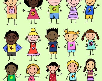 Cute Kids Clipart Children Clipart Boy Clipart Girl Clip Art Kid Character Clipart Children Cartoon Clipart Set