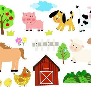 Farm House Animal set Clip Art, Cute Animal Clip Art