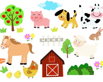Farm House Animal set Clip Art, Clip Art animal mignon