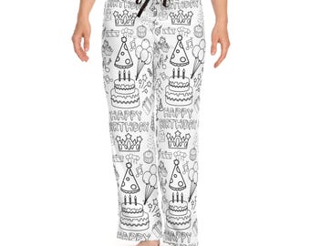 Birthday Coloring Women's Pajama Pants, Gift for Mom, Gift for Friends, Gift for Family