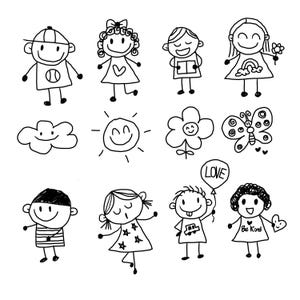Stick Kids Clipart, Stick Children Clip Art - Instant Download