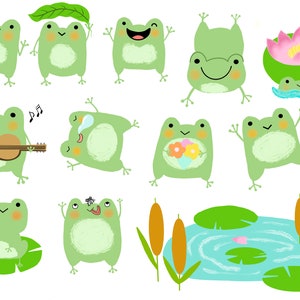 Cute Frogs Clipart Set