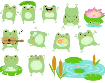 Cute Frogs Clipart Set