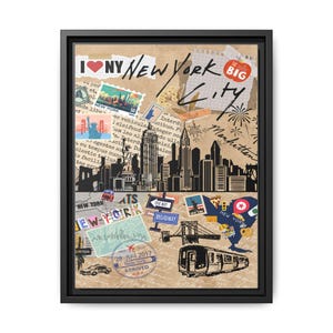 New York Art Print Vintage NYC , Wall Art Retro New York City Poster, Vintage Collage NYC Wall Art Poster