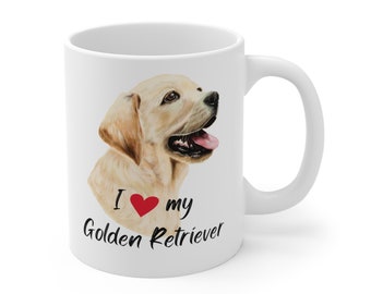 I Love My Golden Retriever Coffee Mug, Golden Retriever Mom Coffee Mug