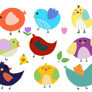 Cute Birds and Flowers Clipart , Birds Clipart Set