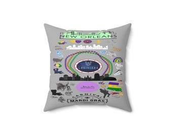 New Orleans Decorative Pillow, Cozy Home Decor, Travel Gift, Vintage NOLA Cushion, Urban Living Room Accent, Birthday Gift Idea