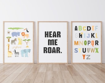 Safari Artwork FULL Collection, Safari Animals, Alphabet Collage, Safari Nursery Theme Gallery Print s- Digital Artwork, Safari Collection