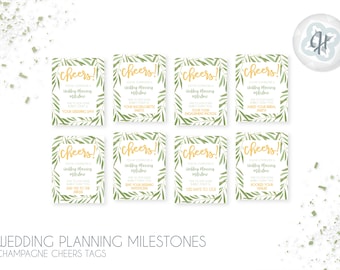 Wedding Planning Milestone "Cheers" Gift Tags: PRINTABLE FILE