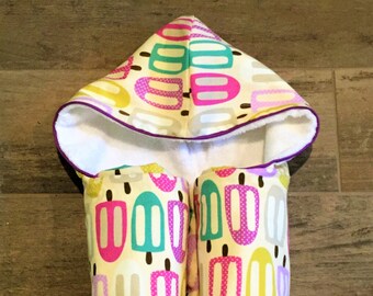 Sugar Plum Popsy Hooded Towel- Baby Hooded Towels - Kids Hooded Towel - Baby Bath Towel - Beach Pool Swim Towel- Baby Shower Gift