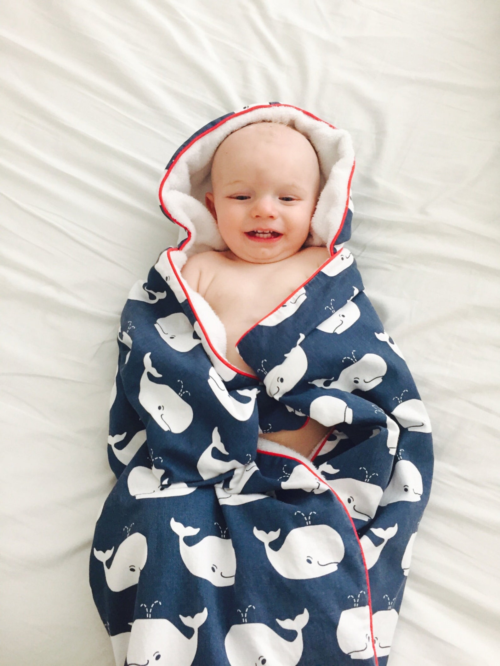 A Whale of a Time Hooded Towel Baby Bath Towel Hooded Bath Towel Childs