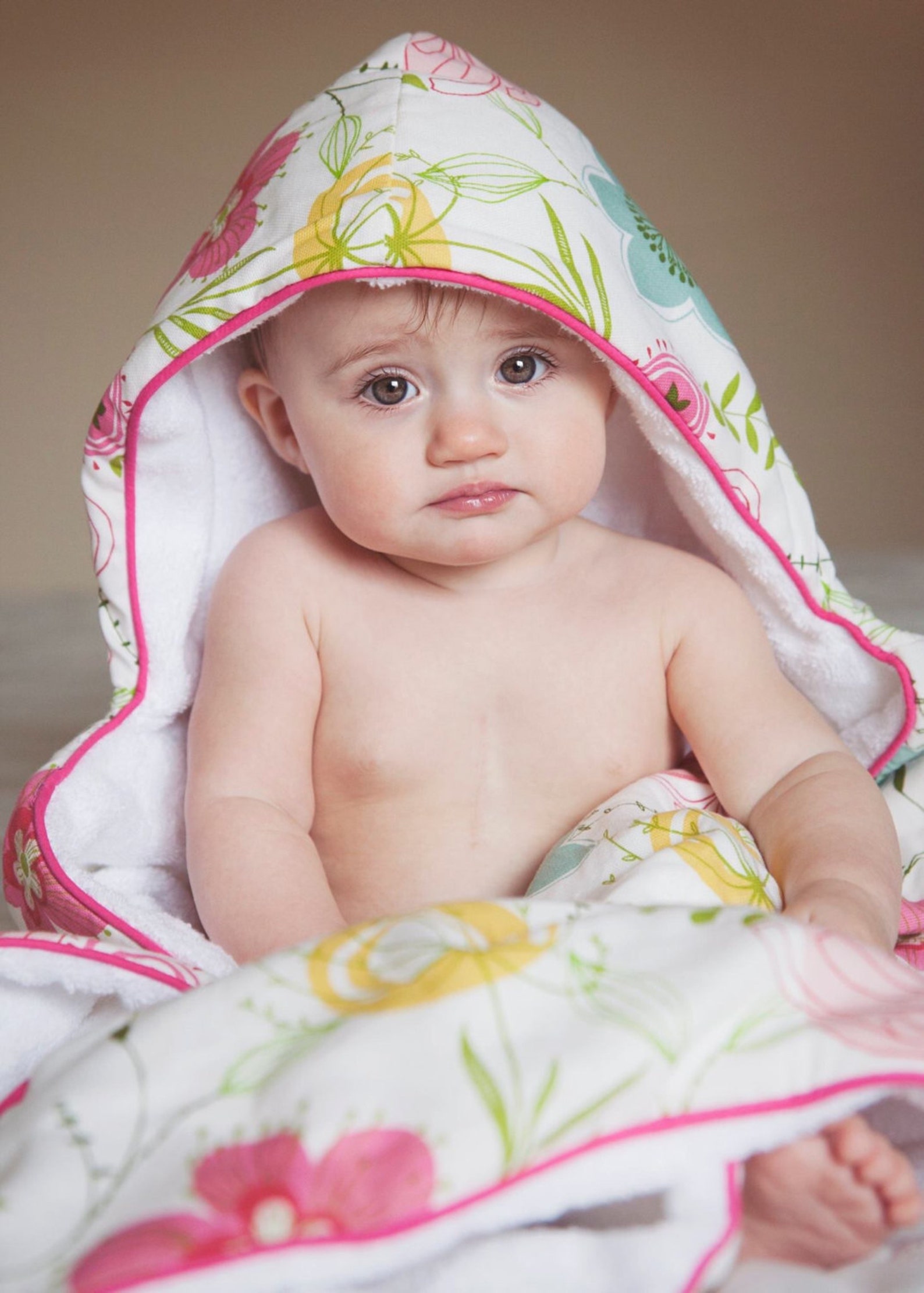 Whimsical Floral Hooded Towel Baby Hooded Bath Towel Kids Etsy