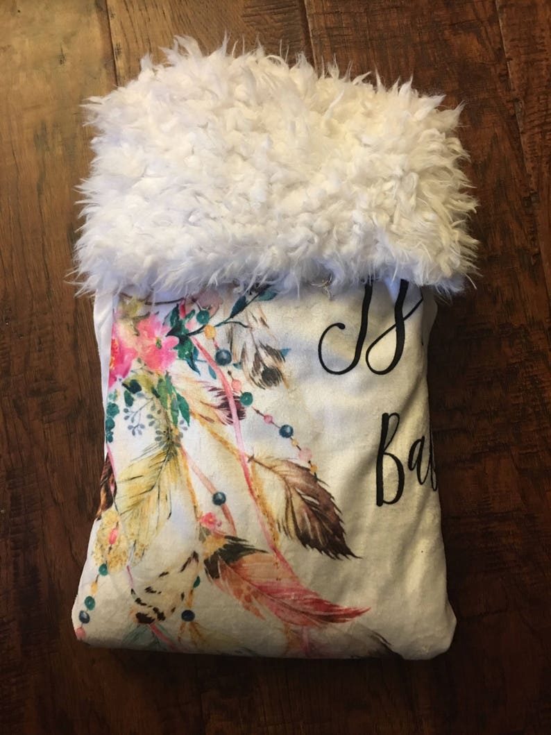 Boho Baby Girl Blanket Dream Catcher Minky and Fur Sweet Etsy