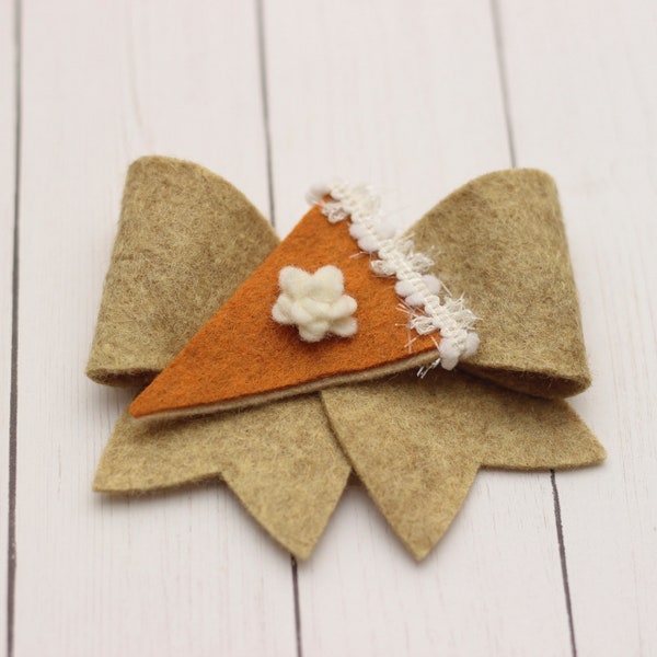 Felt Pumpkin Pie Headband  ||  Fall Felt Pumpkin Pie Hair Bow  ||  Felt Pumpkin Pie Baby Headband