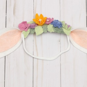 Bunny Ear Headband  ||  Easter Bunny Headband  ||  Baby Bunny Flower Crown  ||  Floppy Bunny Ears