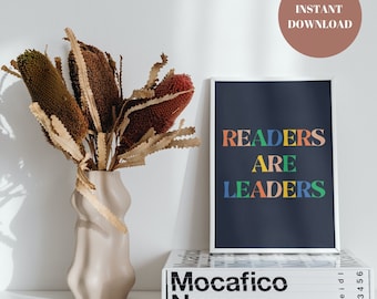 READERS ARE LEADERS printable bookish art print