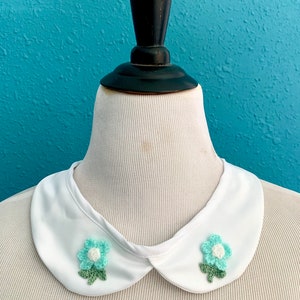 Retro, Cottagecore, Blue Flower Peter Pan Collar, Detachable, Removable Collar