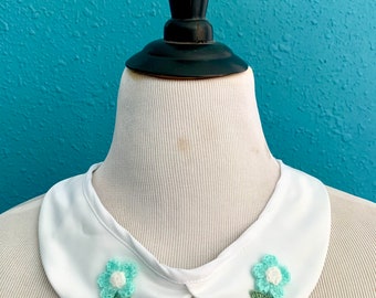 Retro, Cottagecore, Blaue Blume Peter Pan Kragen, abnehmbares, abnehmbares Halsband