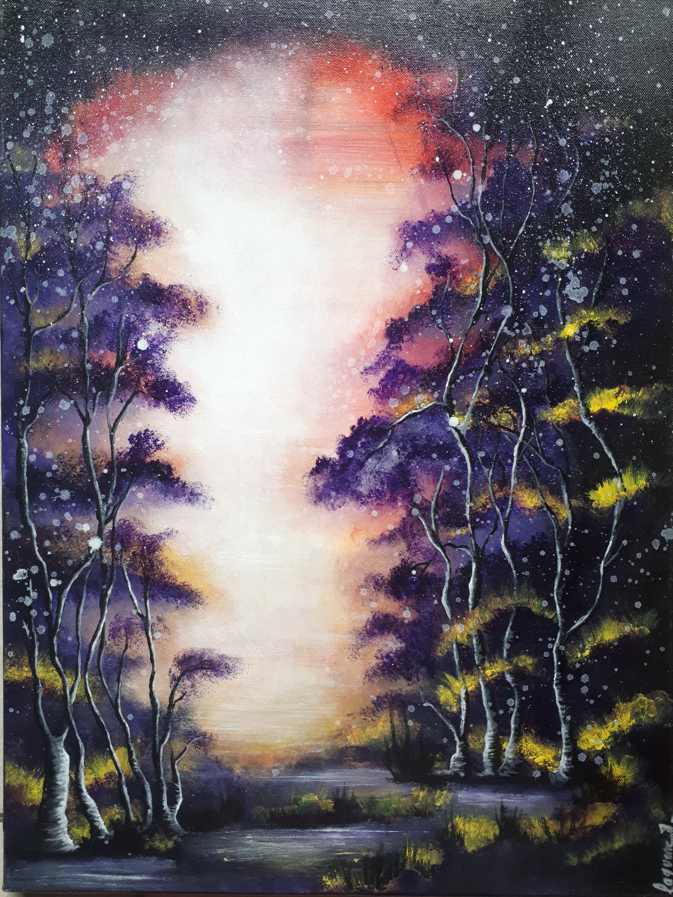 Paysage Féerique Acrylique Vernis