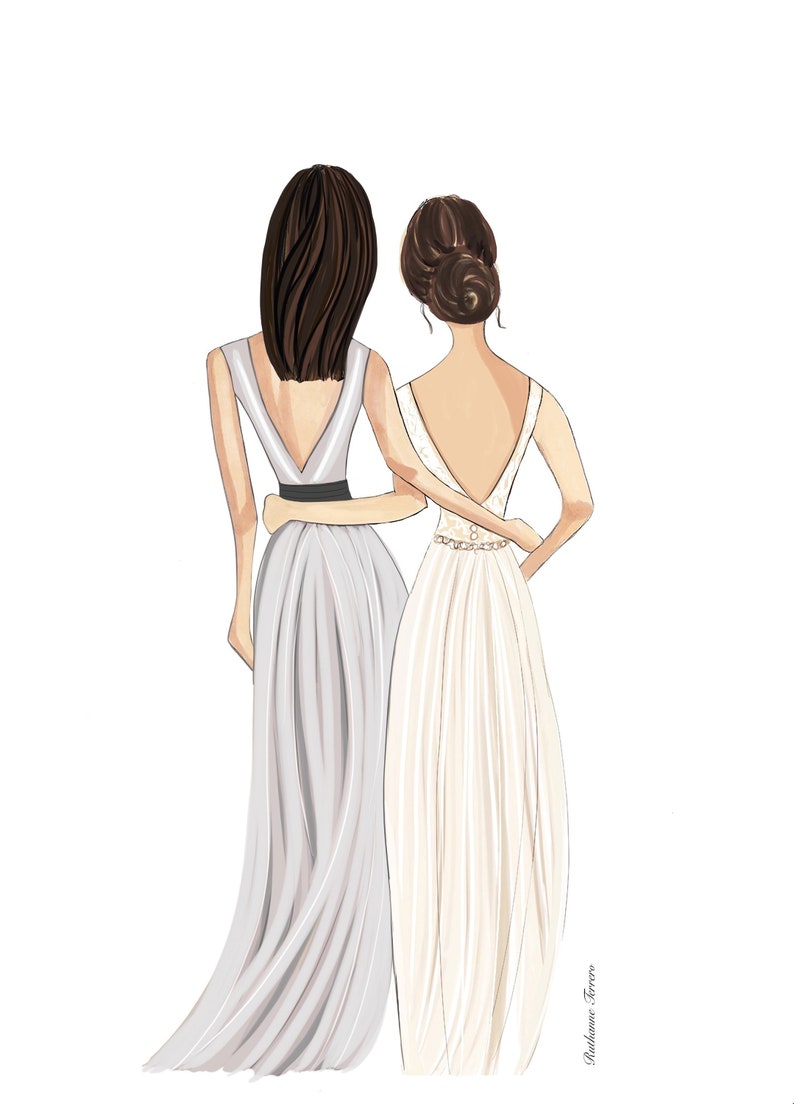 Custom Mother of the bride drawing custom maid of honor | Etsy