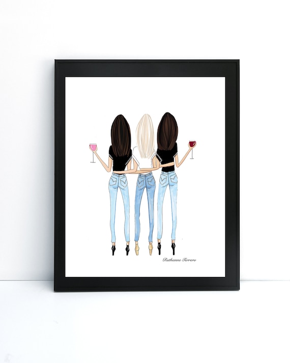 Three Friends Drawing by Roxy's Illustrations Two - Etsy UK Three Friends Drawing by Roxy's Illustrations Two - Etsy UK