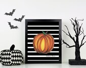 Pumpkin print, Halloween art, Halloween wall art