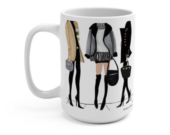 Fashion Illustration Mug 15oz, fashion lover gift, but first coffee luxury coffee mug