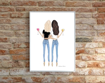 Best Friend Print, Friendship Gift, Gift for Best Friend, Personalized Gift, Birthday gift for Friend,Friendship Quote, Roxy's Illustrations