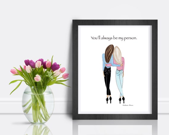 My Person Friendship Art Print by Roxy's Illustrations, Missing Friend Print, Long Distance Friend, Teen Wall Decor, Galentine Friend Gift