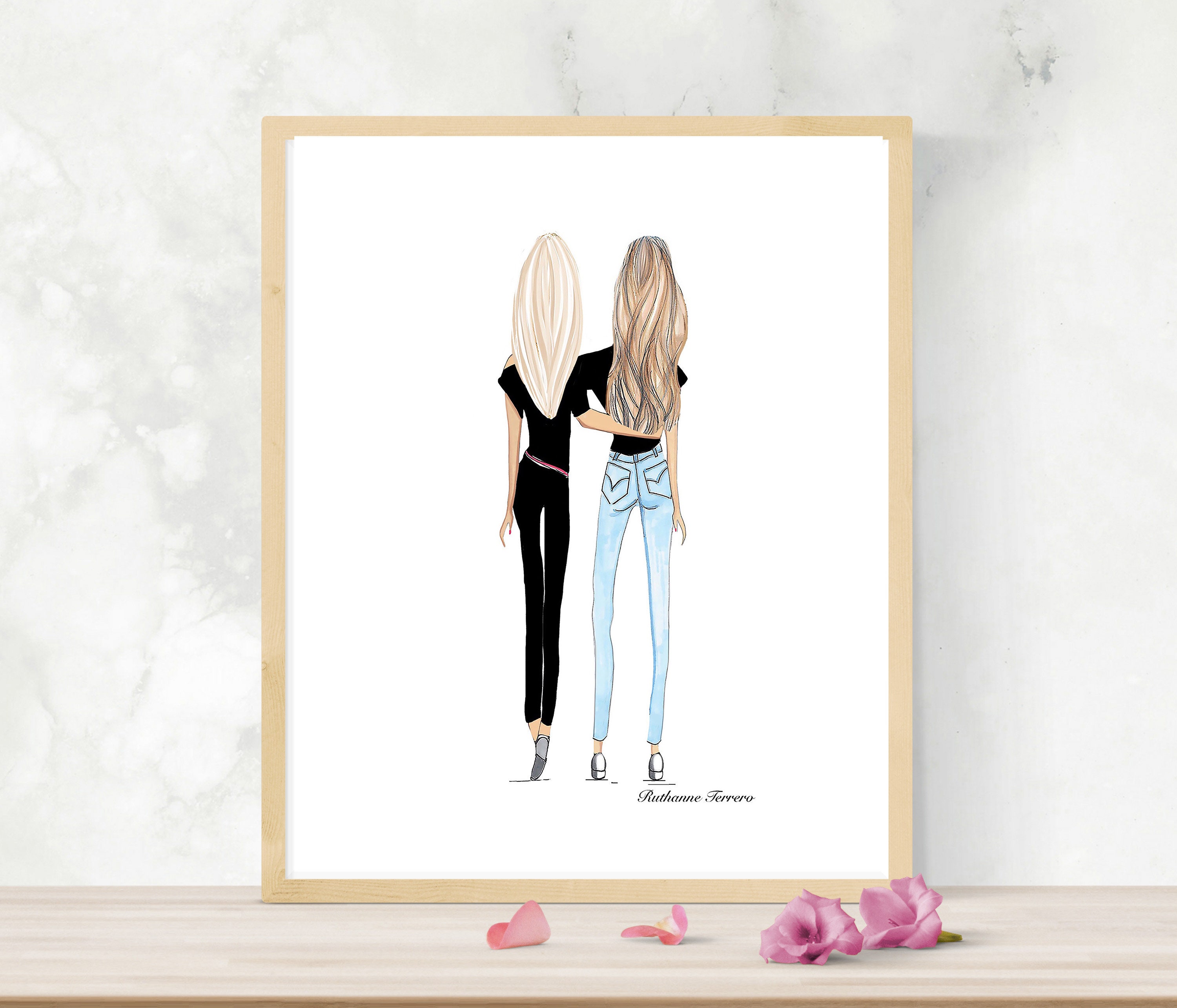 Digital Women Wall Art by Roxy's Illustrations 2 Blonde Friends