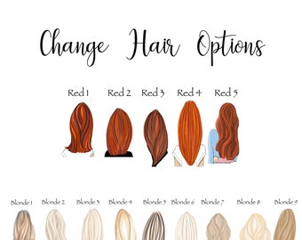 Custom Hair Menu for Roxy's Illustrations, Personalize Your Friend Drawing, Natural Hair Drawing, Blonde, Brunette, Redhead Art