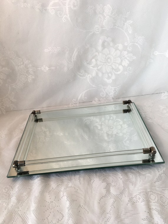 Vintage Glass Vanity Tray Mirror Tray Dresser Tray Etsy