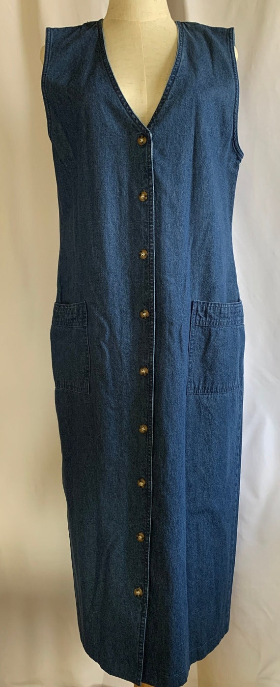 1990s Denim Jumper Dress by Sunbelt Denim, US Siz… - image 1