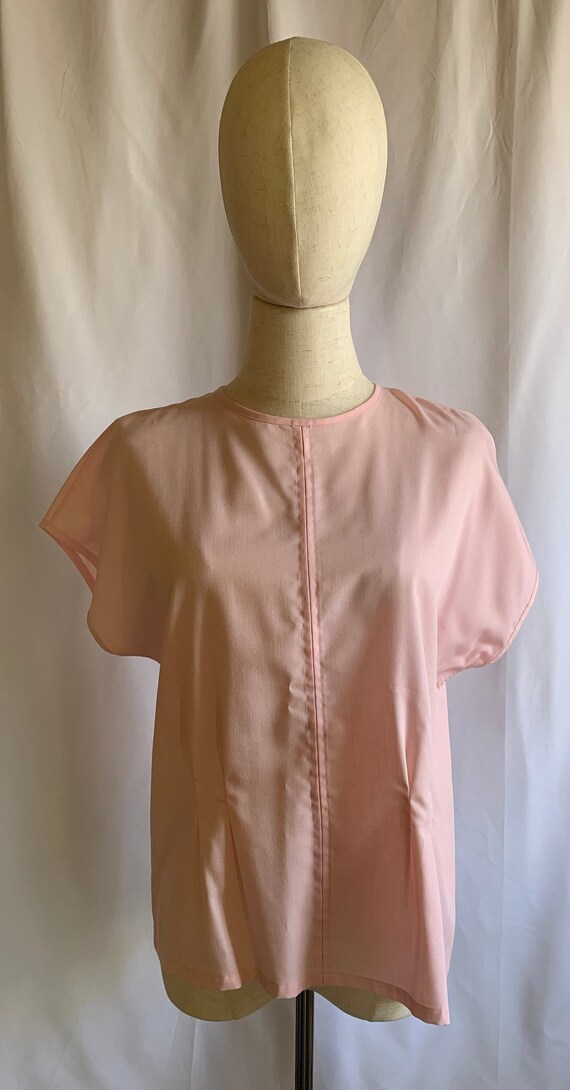 1980s Light Pink Short Sleeve Blouse by KORET, USA