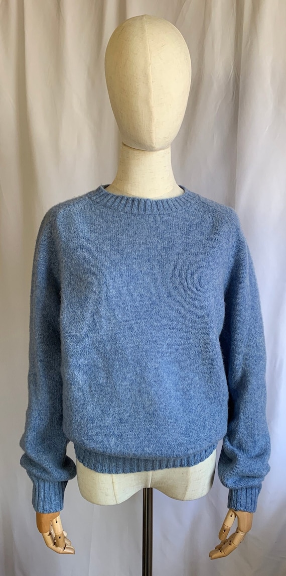 Mid 1960s to Early 1970s Marled Blue Wool Blend Pu