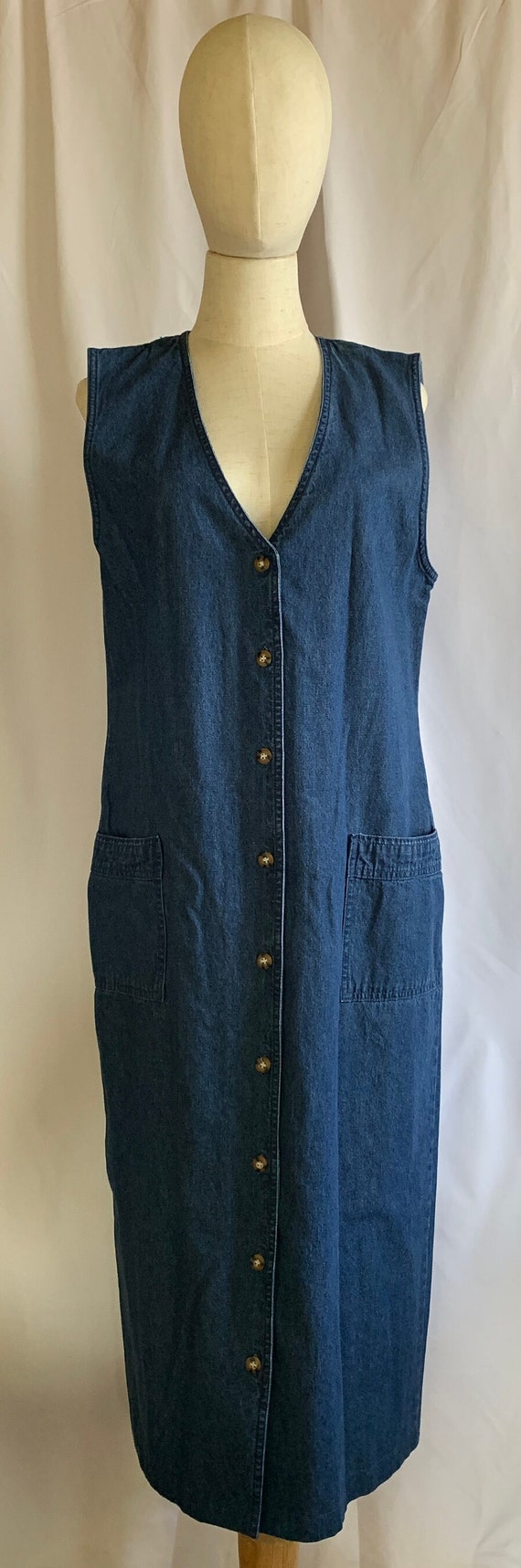 1990s Denim Jumper Dress by Sunbelt Denim, US Siz… - image 2