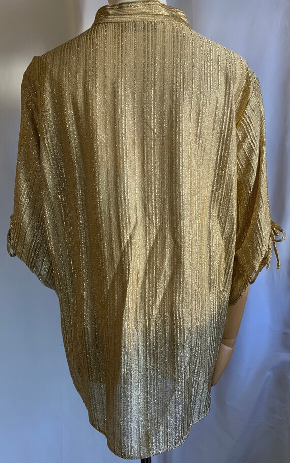 1970s Gold Lamé Disco Blouse, US L - image 4