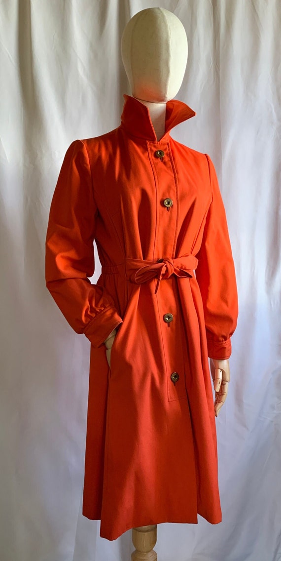 1970s/1980s Women's Orange Trench Coat, US Size S