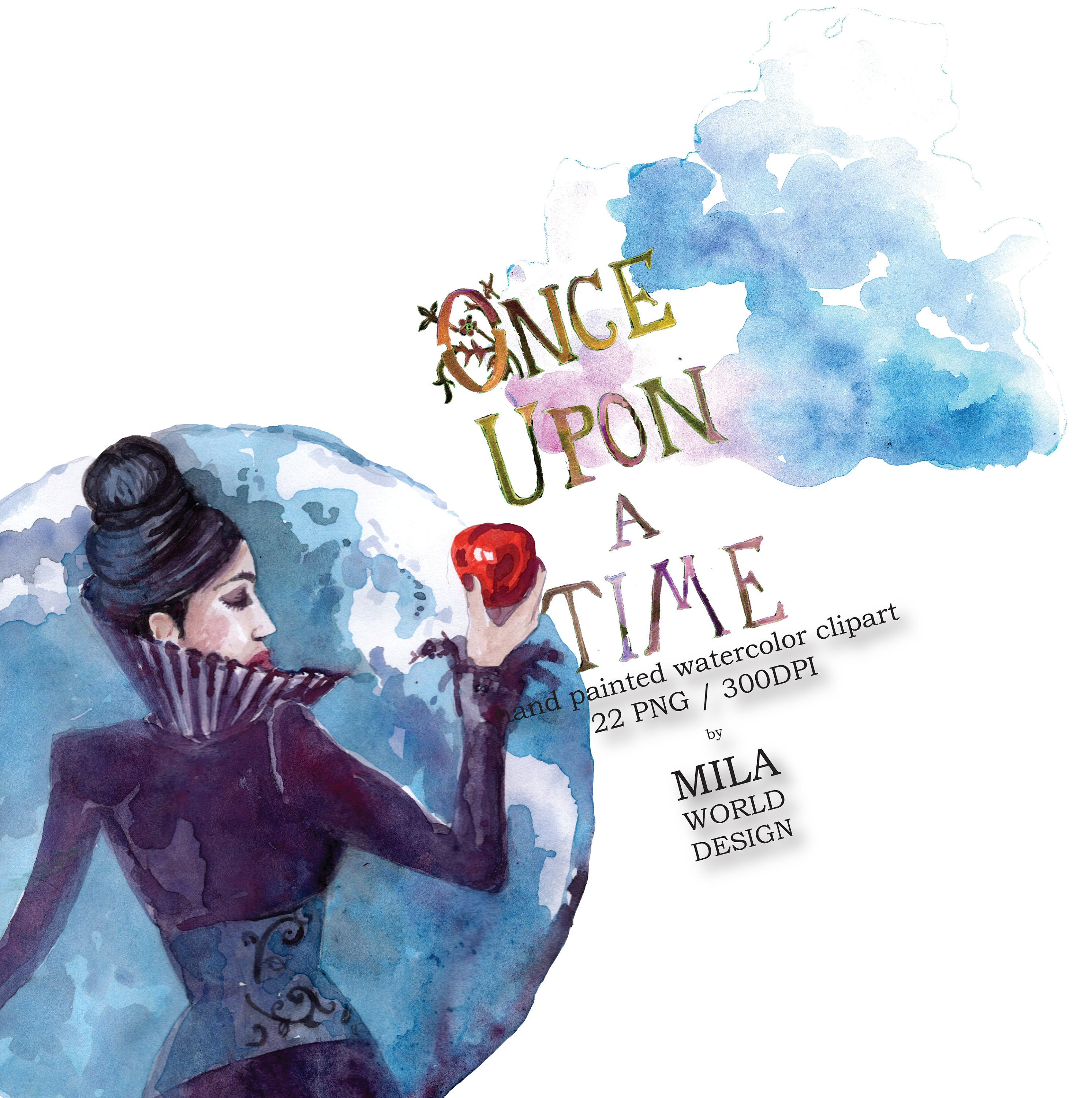 Once Upon a Time Watercolor Clip Art Hand Painted Character | Etsy