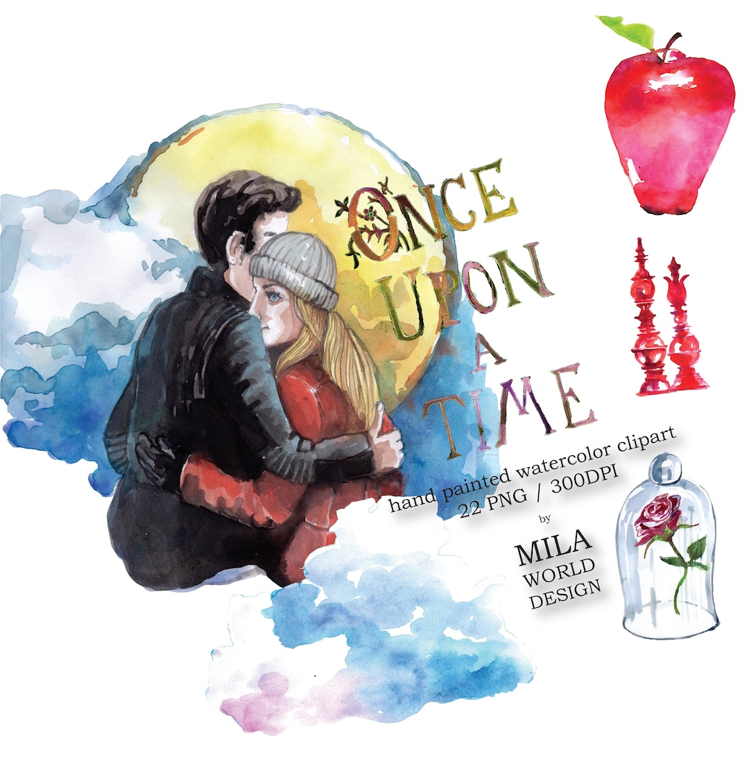 Once Upon a Time Watercolor Clip Art, Hand Painted Character Clipart ...
