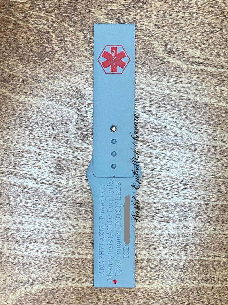 Medical Alert Silicone Watch Band Etsy