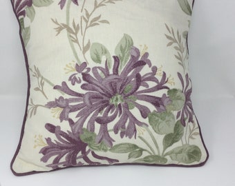 16” Laura Ashley Honeysuckle Trail Grape Purple Cushion Cover Piped Grape -Zip