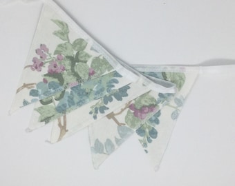 Handmade Laura Ashley Wisteria Duck Egg Bunting Double Sided 5 Flags