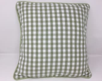 16" Laura Ashley Gingham Heath Green Fabric Double Sided Cushion Cover Piped Bacall Hedgerow Zip