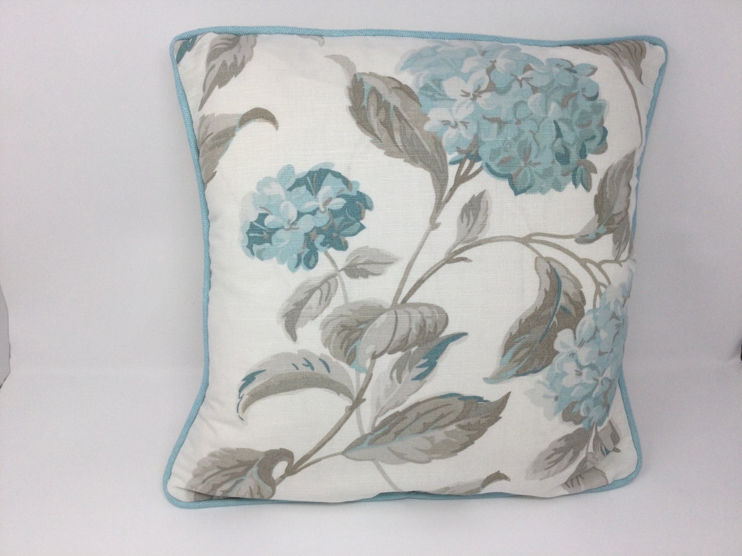 16 Laura Ashley Hydrangea Duck Egg Fabric Cushion Cover Piped Bacall Duck Egg Blue Zip Etsy