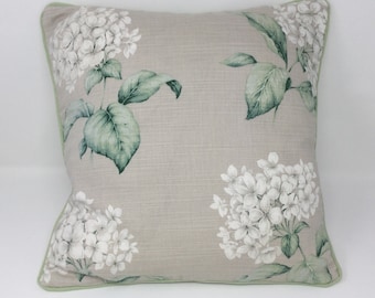 Housse de coussin Laura Ashley Heligan 16 po. en tissu naturel passepoilée haie de bacall - Fermeture éclair