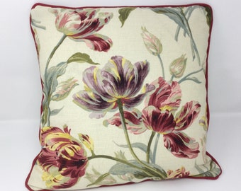16" Laura Ashley Gosford Cranberry Fabric Handmade Cushion Covers Piped Red - Zip