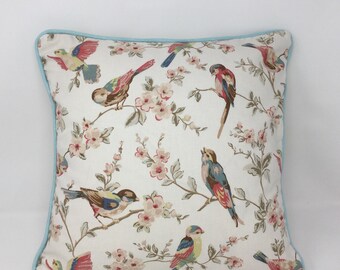 16" Cath Kidston British Birds Pastel Cushion Cover Laura Ashley Duck Egg Blue -Zip